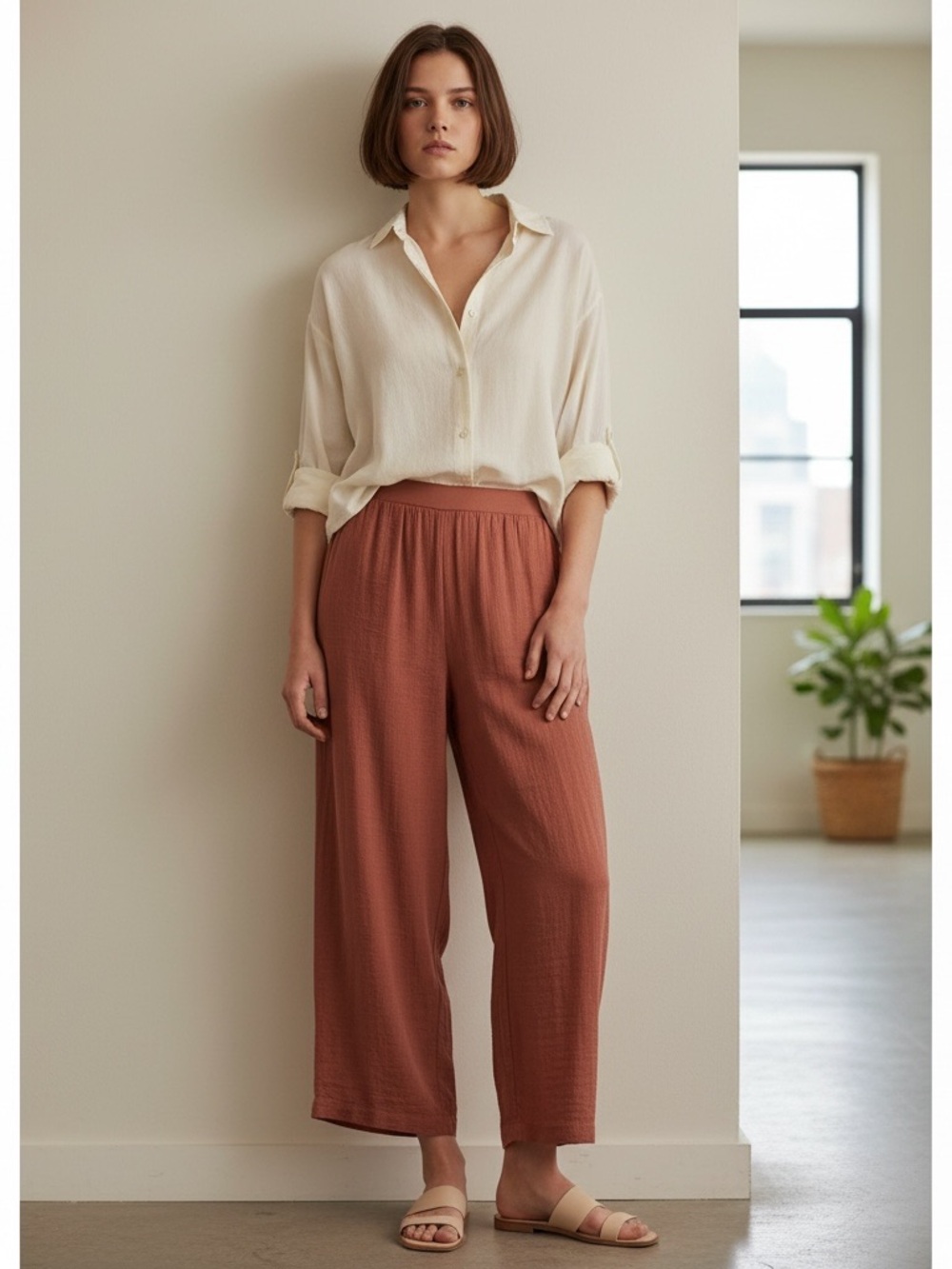 Abercrombie & Fitch gauzy wide leg ankle pants women’s size M